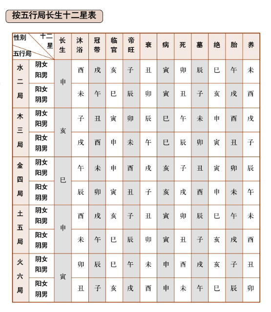 排盘第十三到十五步：安生年博士十二星、安年支系诸星、安五行局长生十二星