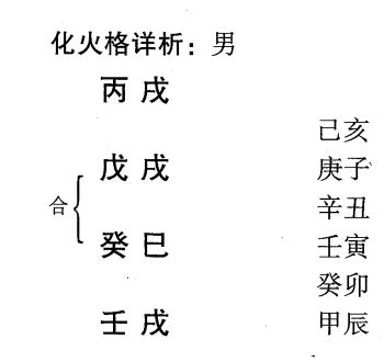 化格之戊癸化火格案例:天干戊癸合化，得月令巳火，地支巳午，忌金水而喜木火