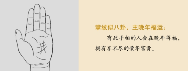 手相图解：手掌纹路预示人一生运势；三才纹；千金纹；离卦纹；震卦纹