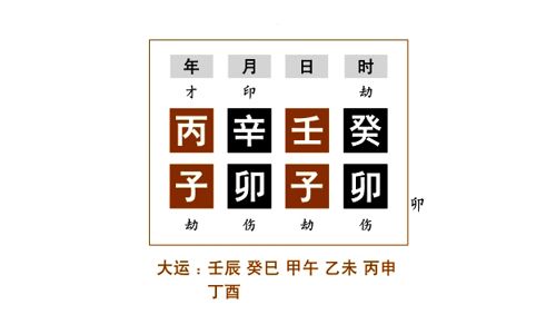 命例分析一：丙火辛金相合化水，卯木当令，水生木，泄水，化解子卯相刑